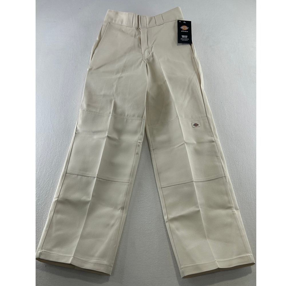 Dickies Women Double Knee Work Pant Loose Fit Straight Leg Cream White HTW362